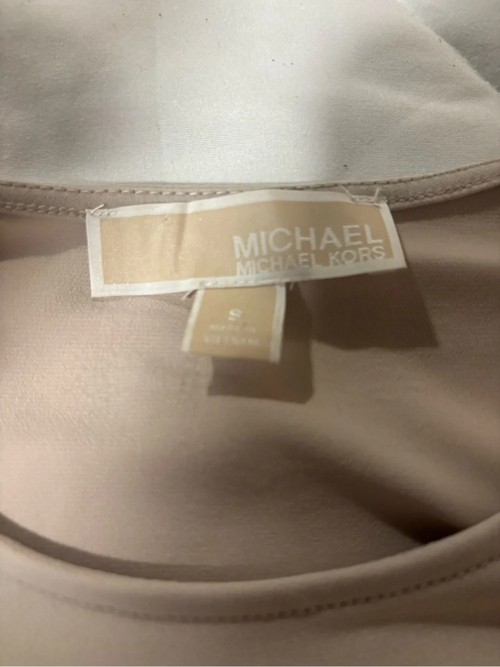 Michael Kors Taupe Cutout Ladder Shoulder Short Sleeve Top Size Small